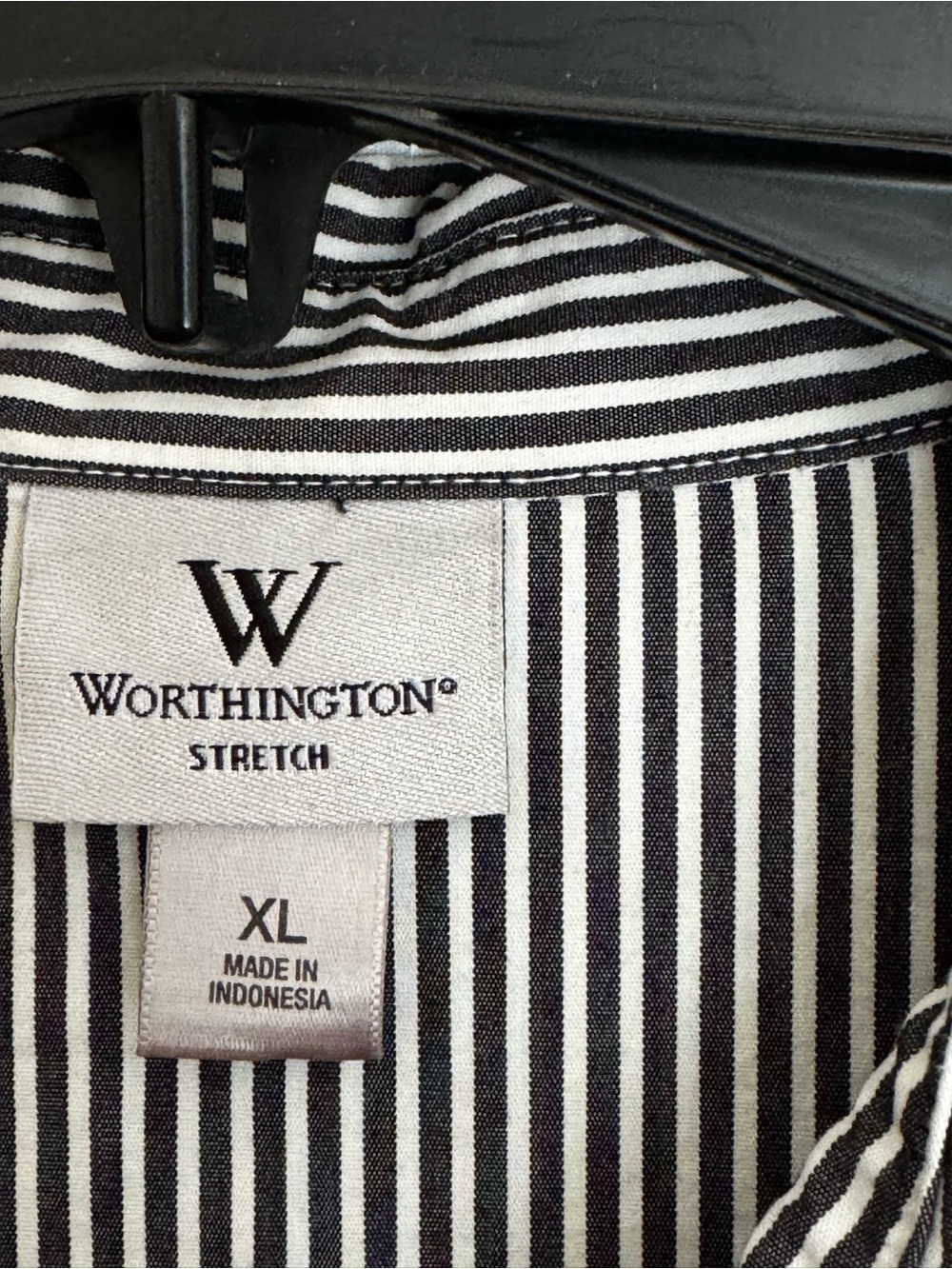 Worthington Black and White Striped Stretch Button-Down